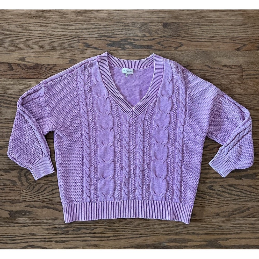 Thread & Supply Harriet Lavender Cable Knit Sweater Women's LP‎